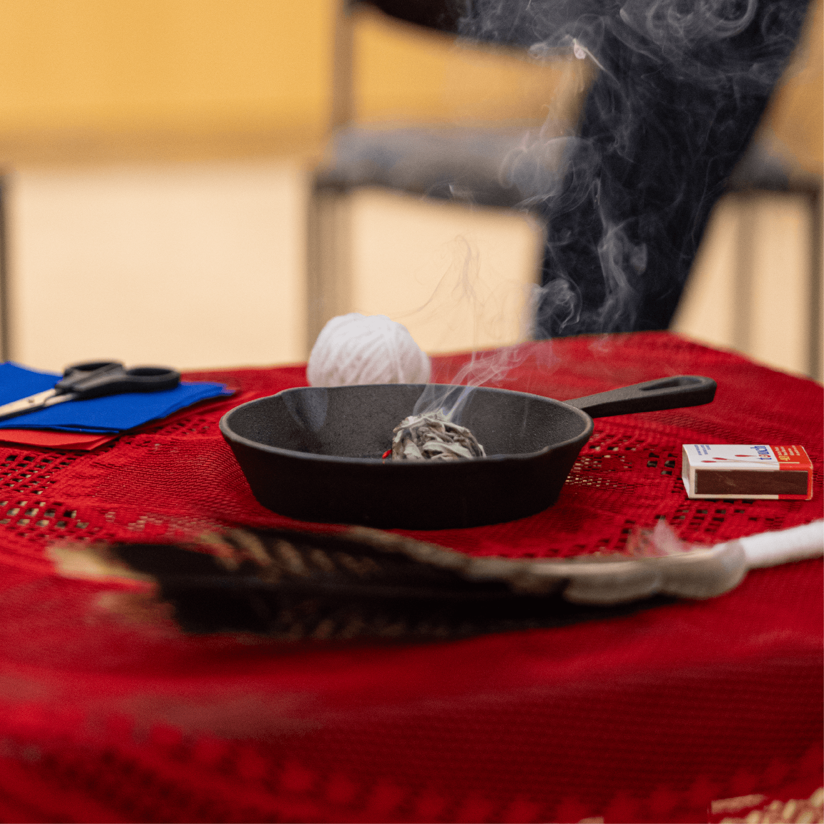 Indigenous Wellbeing - a table with smudging materials